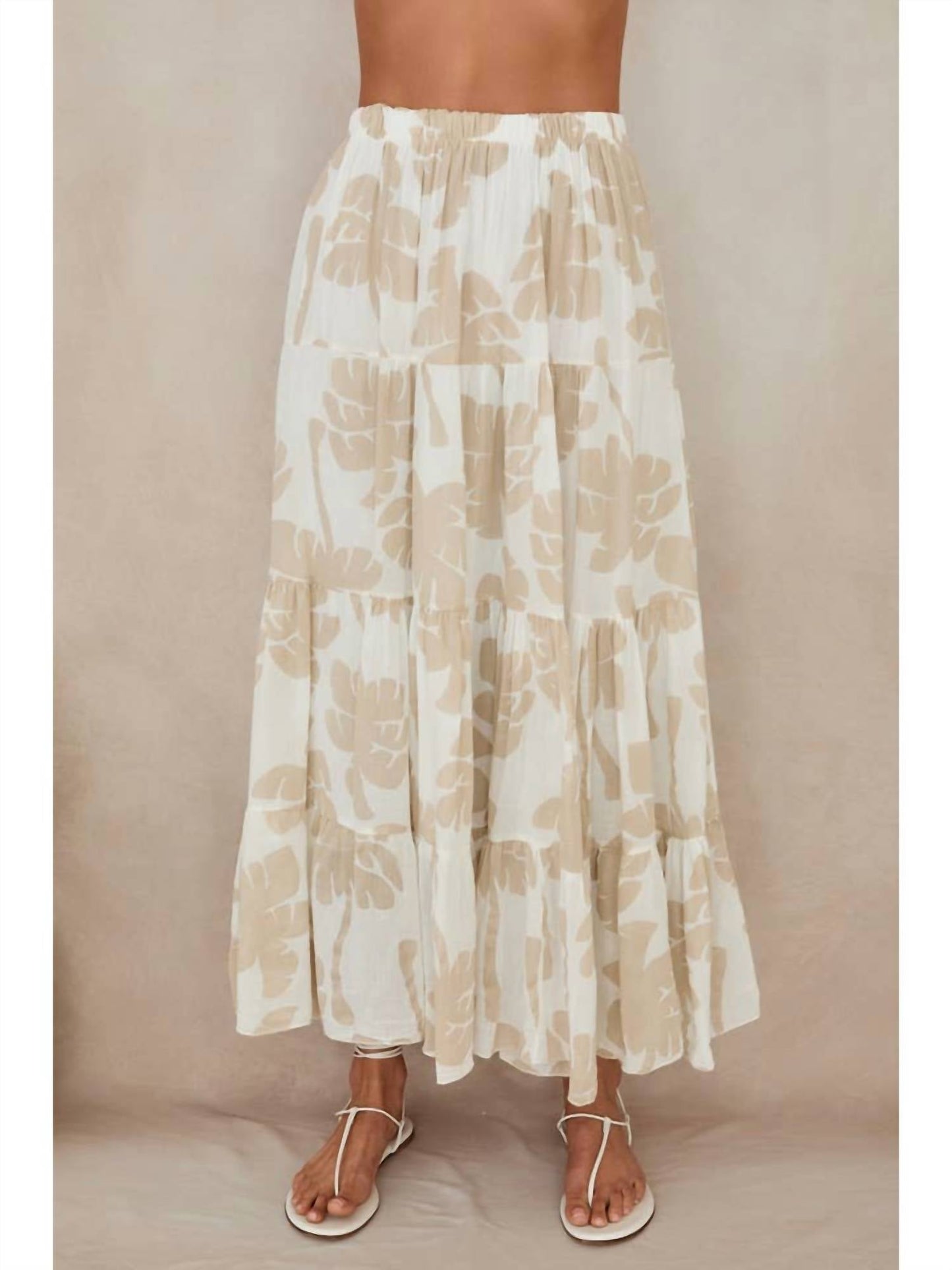 Milio Milano - Palm Print Tiered Maxi Skirt