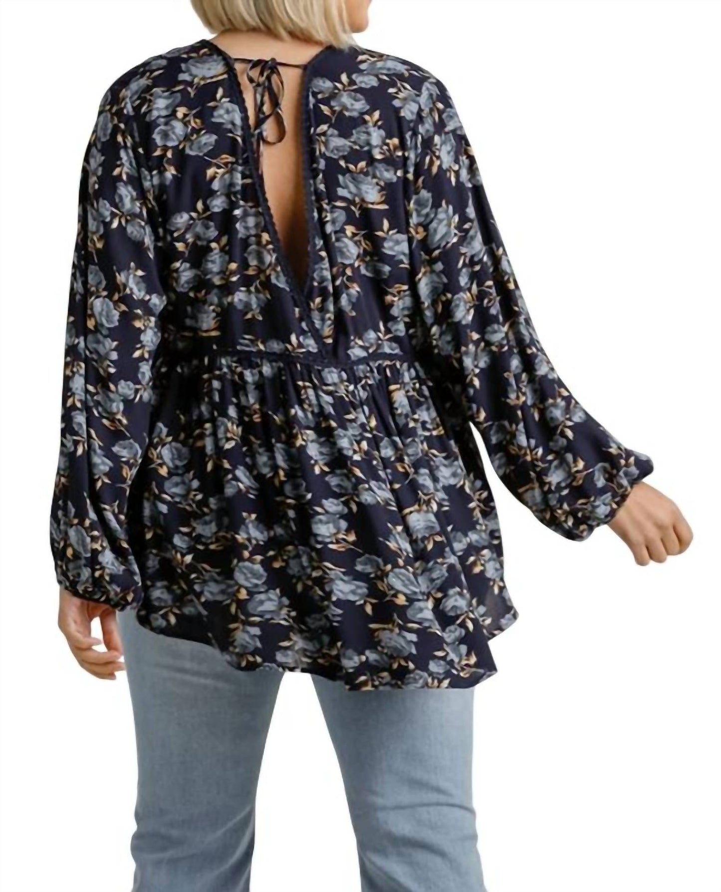 Umgee - Floral Lace Trim High Low Babydoll Top - Plus