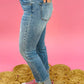 Risen - High Rise Crop Straight Cuffed Slim Jeans