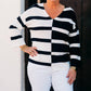 Joseph Ribkoff - Striped Sweater Knit V-neck Pullover