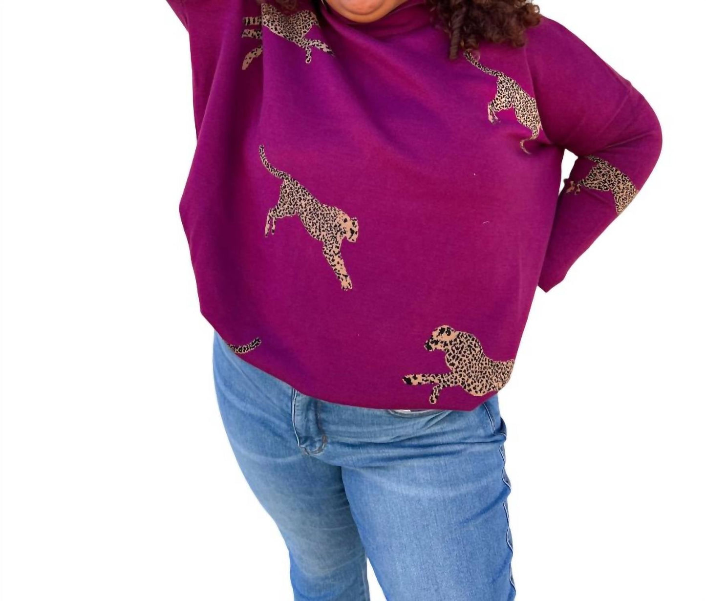 Entro - Annie Mock Neck Long Sleeve Sweater Top - Plus