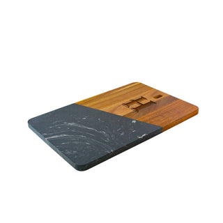 Creative Gifts International - Tabuleiro diagonal retangular em mármore e madeira de acácia