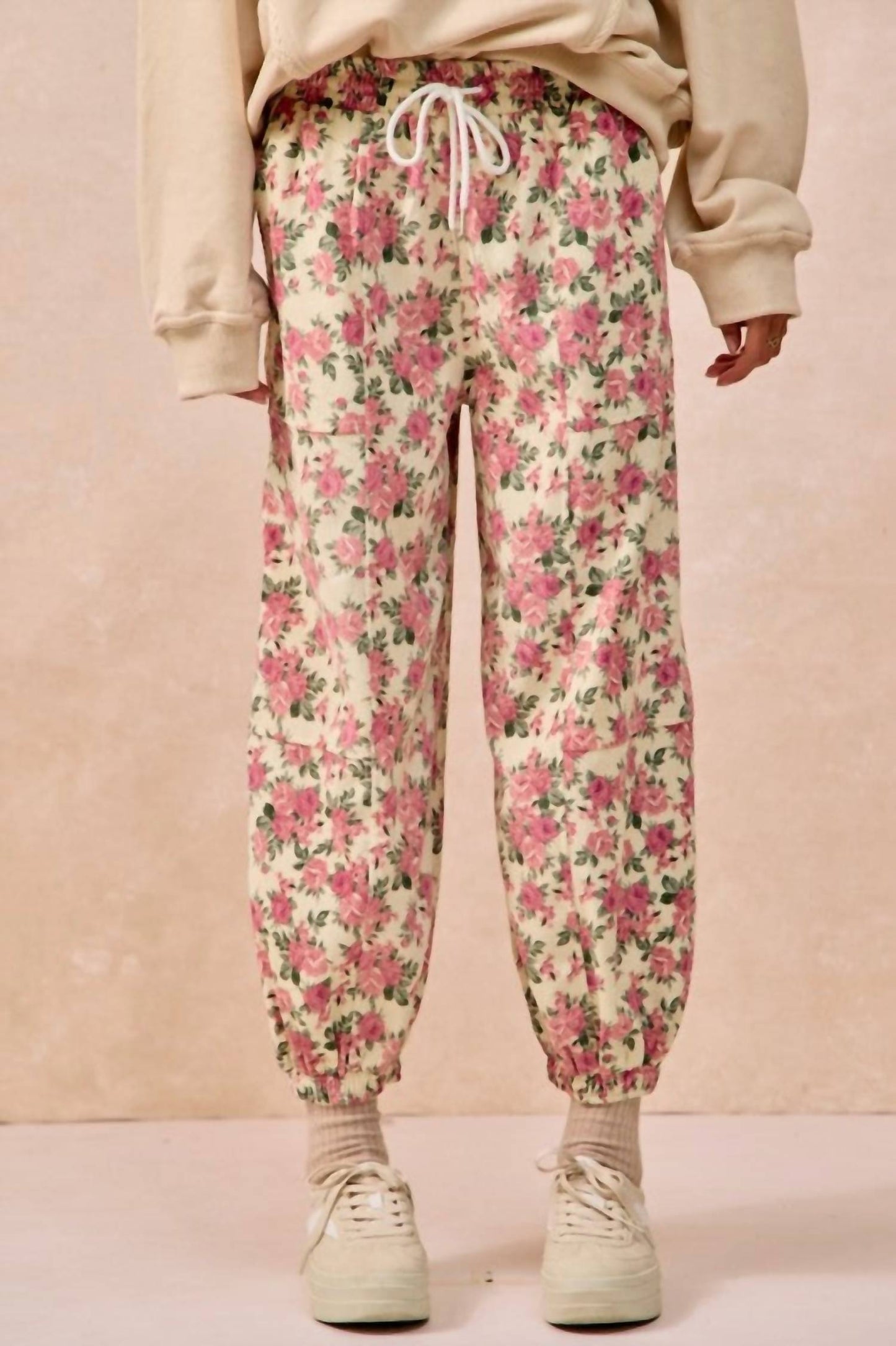 Bibi - Floral Printed Twill Pants