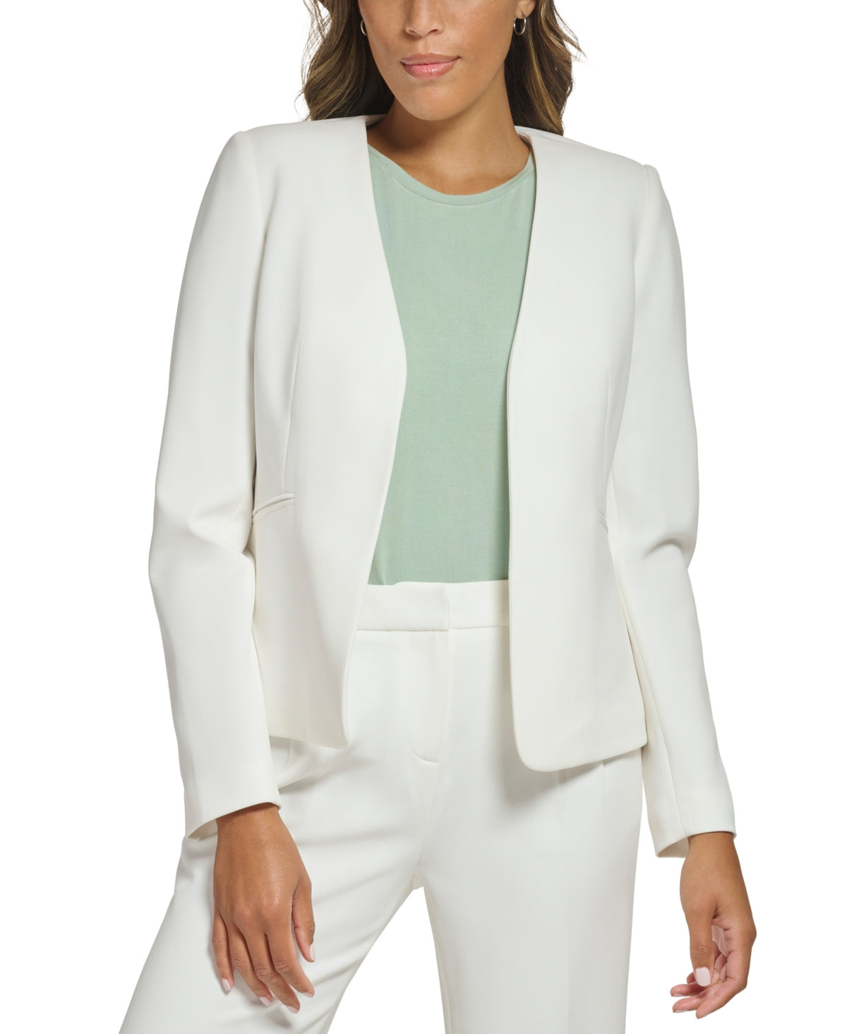 Calvin Klein Petite Collarless Open-Front Asymmetrical Blazer