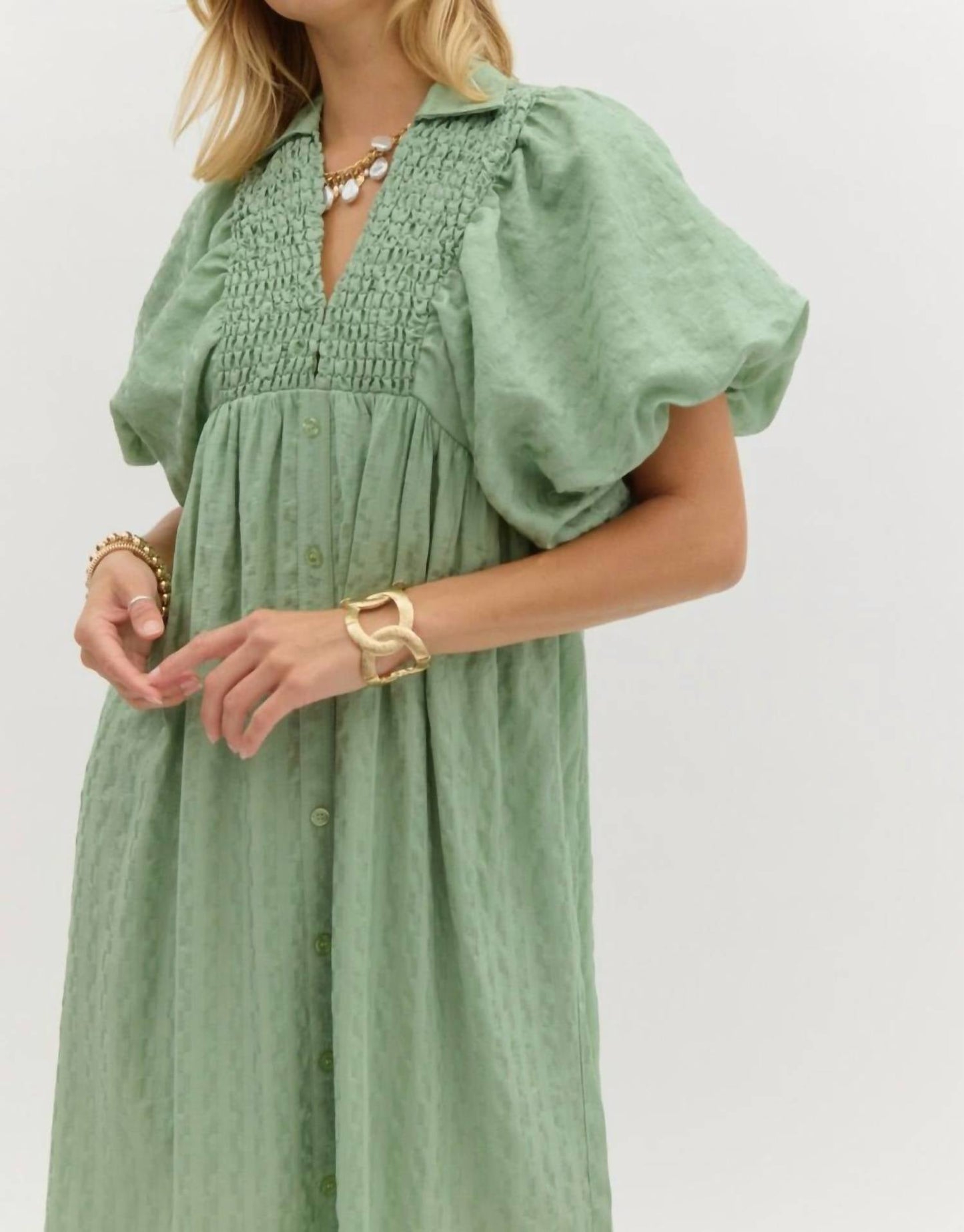 Entro - Textured Short Sleeve Midi Dress