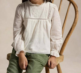Polo Ralph Lauren - Blusa de voile de algodão bordado