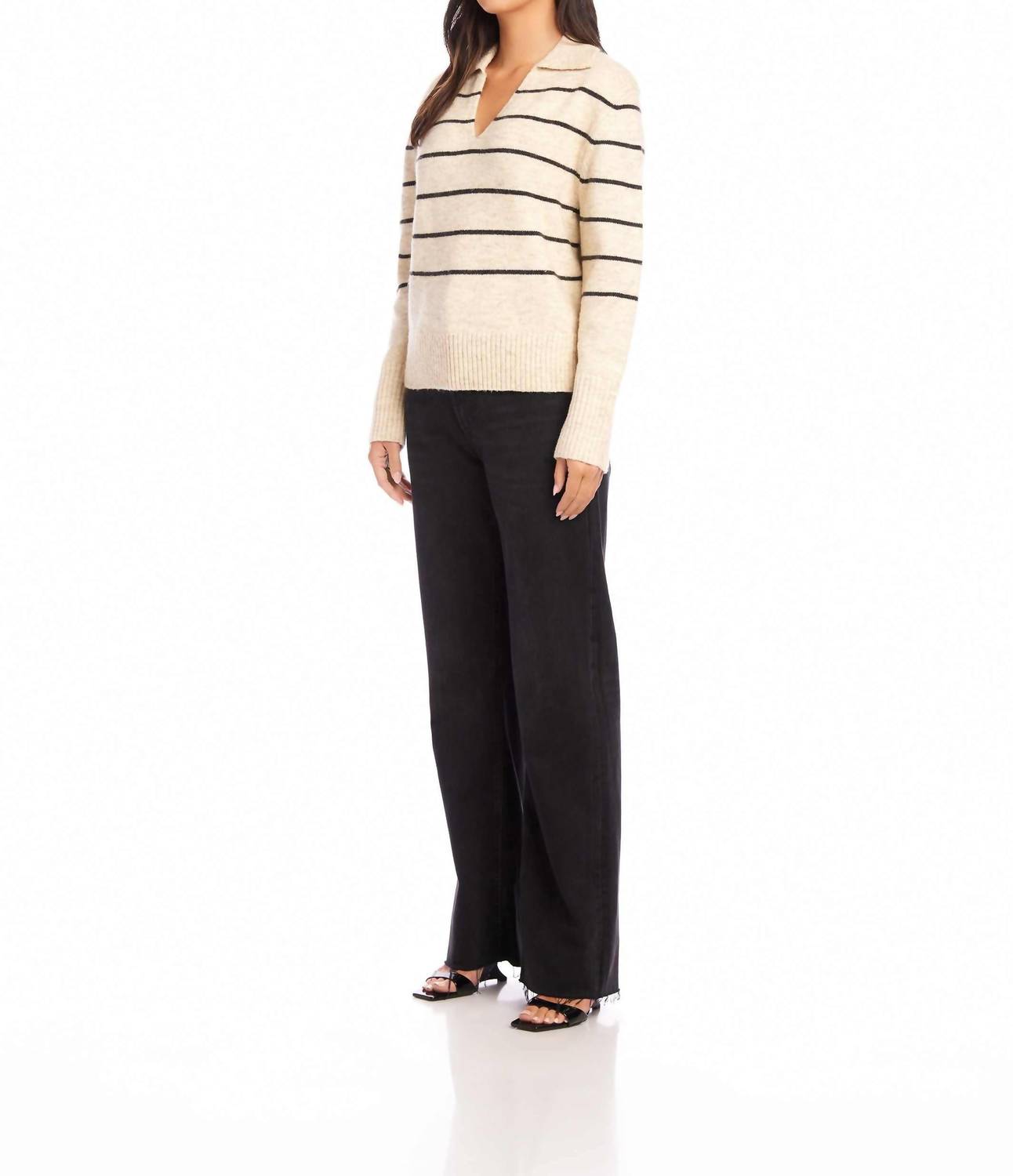 Fifteen Twenty - Lisa Stripe V-neck Sweater