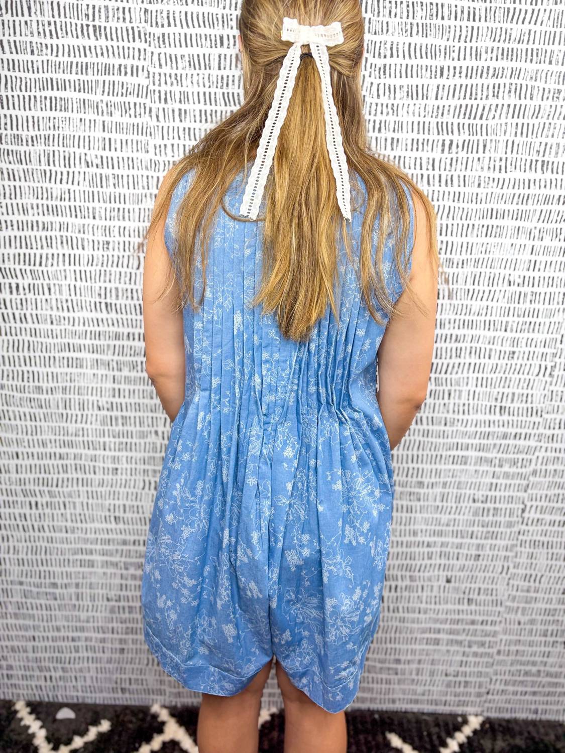 Anniewear - Heather Floral Print Denim Romper