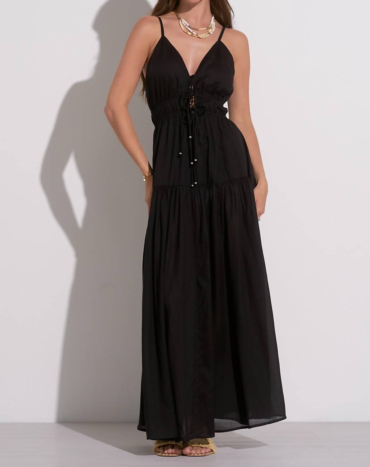 Elan - Mindy Tie Front Maxi Dress