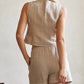 Crescent - Donnie Contrast Embroidery Linen Shorts