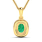 1.50 Carat Genuine Zambian Emerald and White Diamond 14K Yellow Gold Pendant