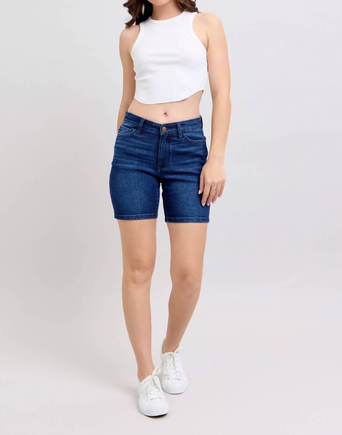 Judy Blue - High Waist V-front Bermuda Denim Short