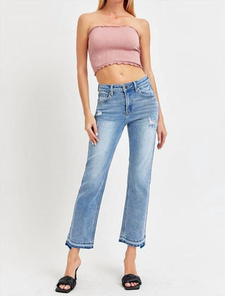 Risen - Calça Jeans Cintura Média Lavagem Clara