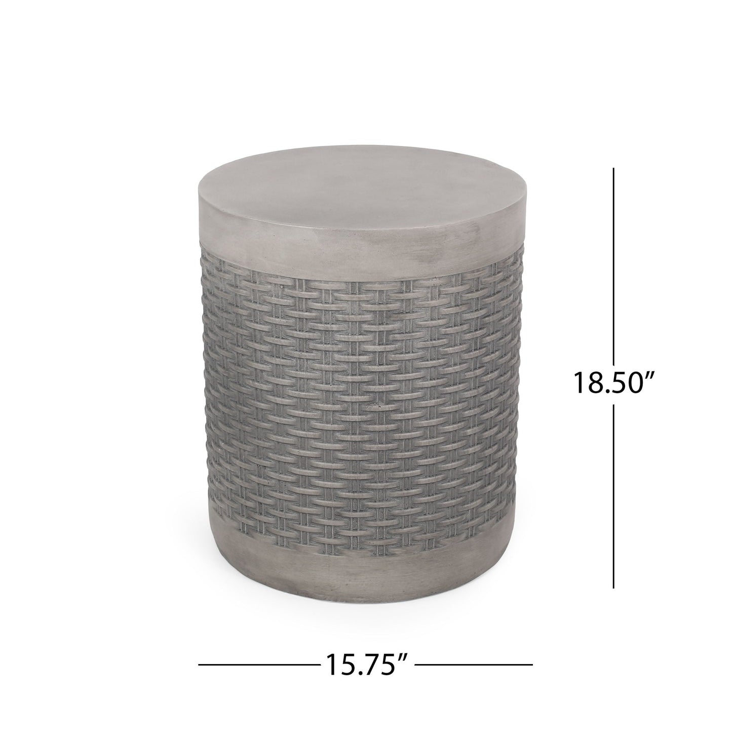 Outdoor Lightweight End Table Round Concrete Outdoor Side Table - Natural