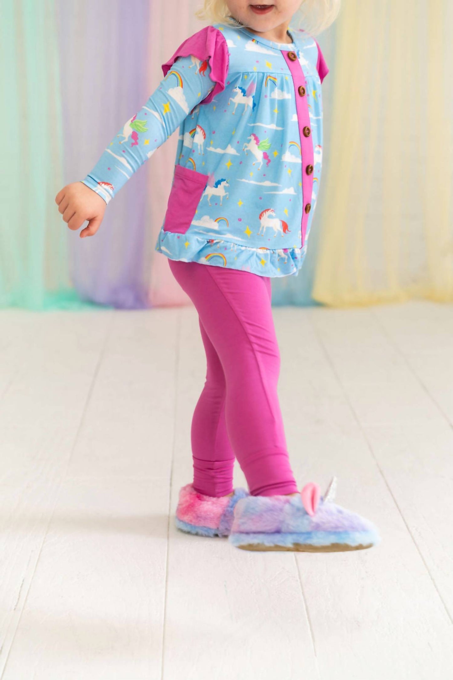 Laree + Co. - Girls Sage Bamboo Long Sleeve Peplum Legging Set