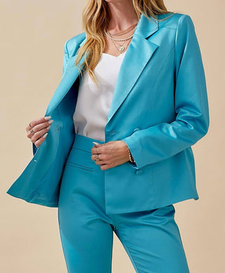 Day + Moon - Blazer de cetim com abotoamento duplo