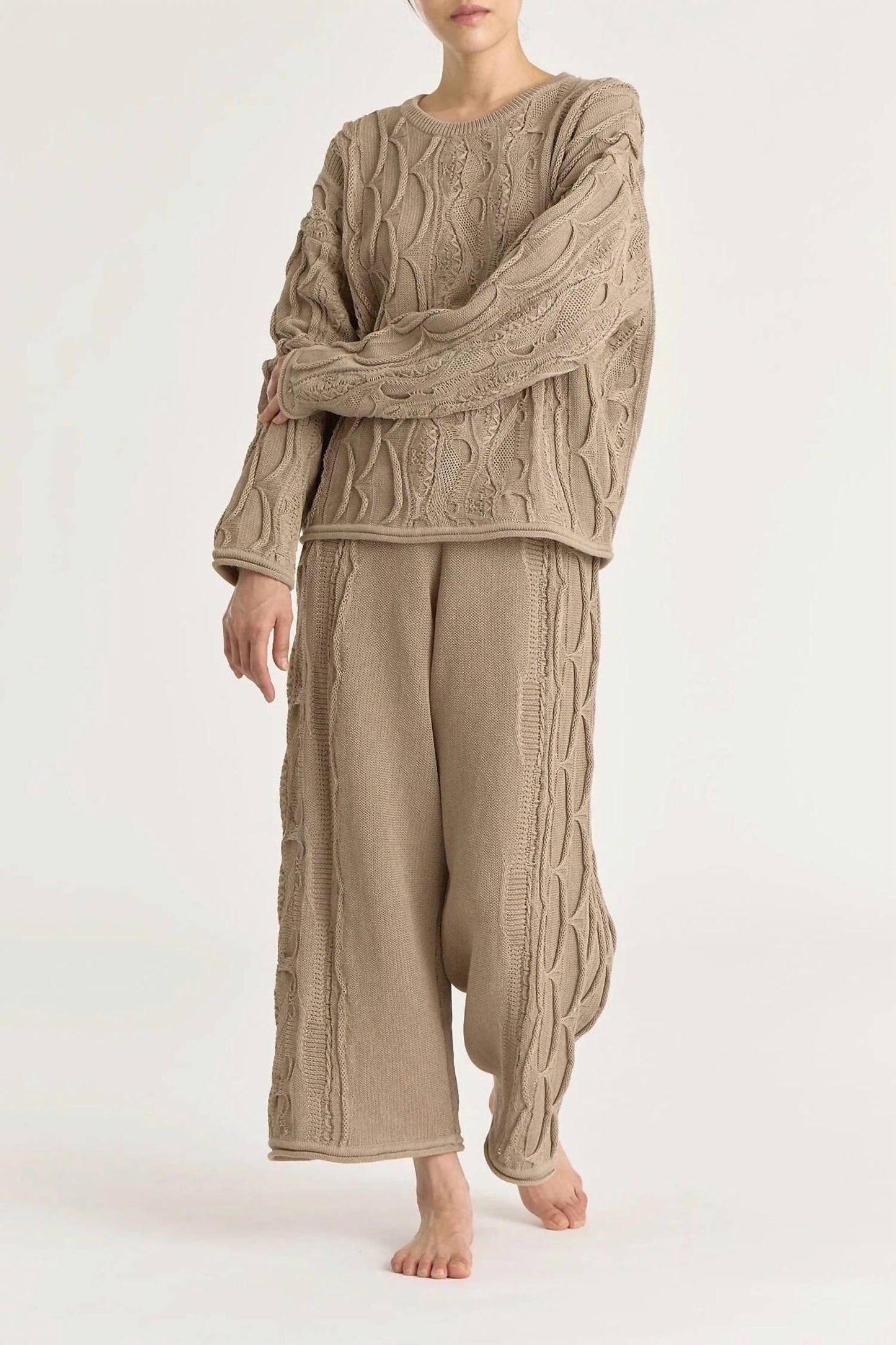 Black Crane - Cable Knit Pants