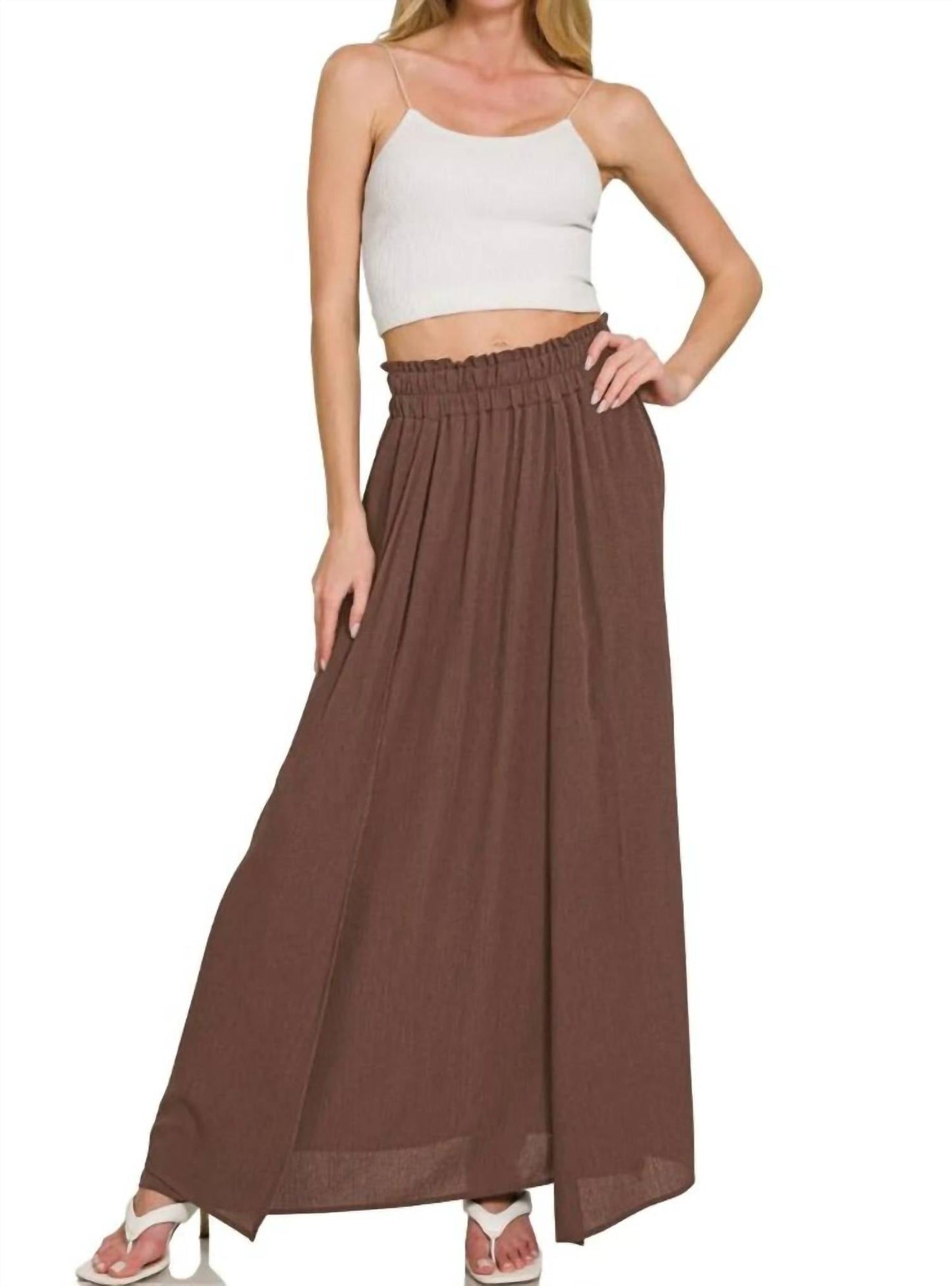 Zenana - Woven Crinkle Gauze Long Skirt