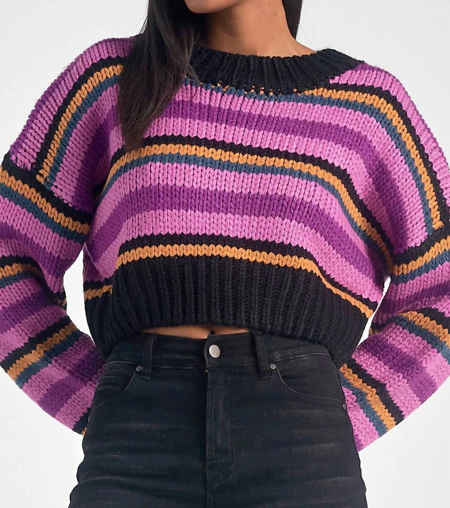 Elan - Pansy Stripe Long Sleeve Sweater