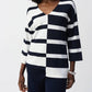 Joseph Ribkoff - Striped Sweater Knit V-neck Pullover