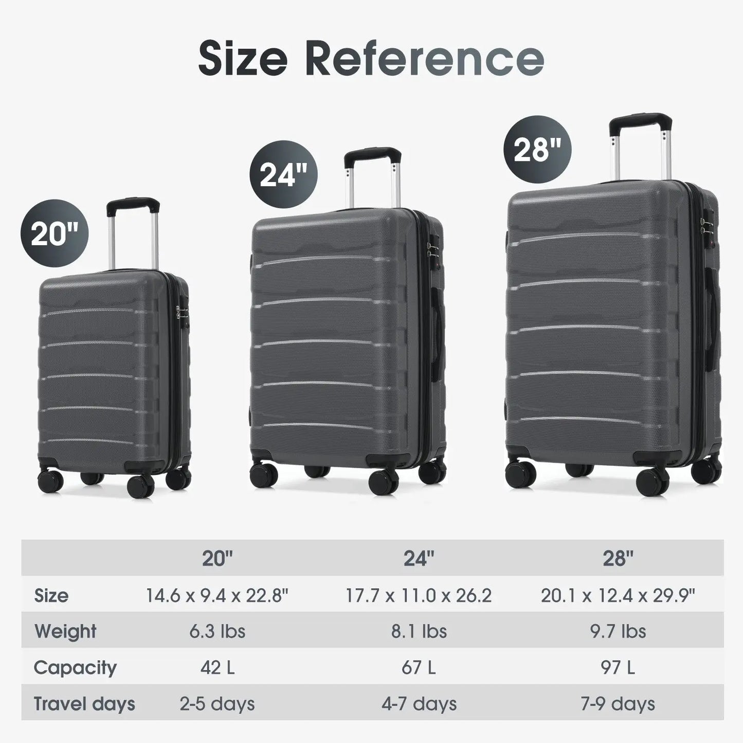 24 Inch Expandable Hardshell Checked Luggage with Tsa Lock