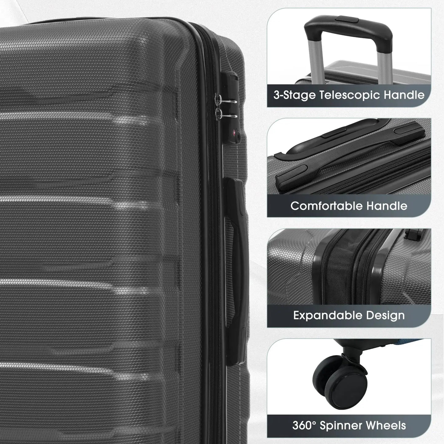 24 Inch Expandable Hardshell Checked Luggage with Tsa Lock