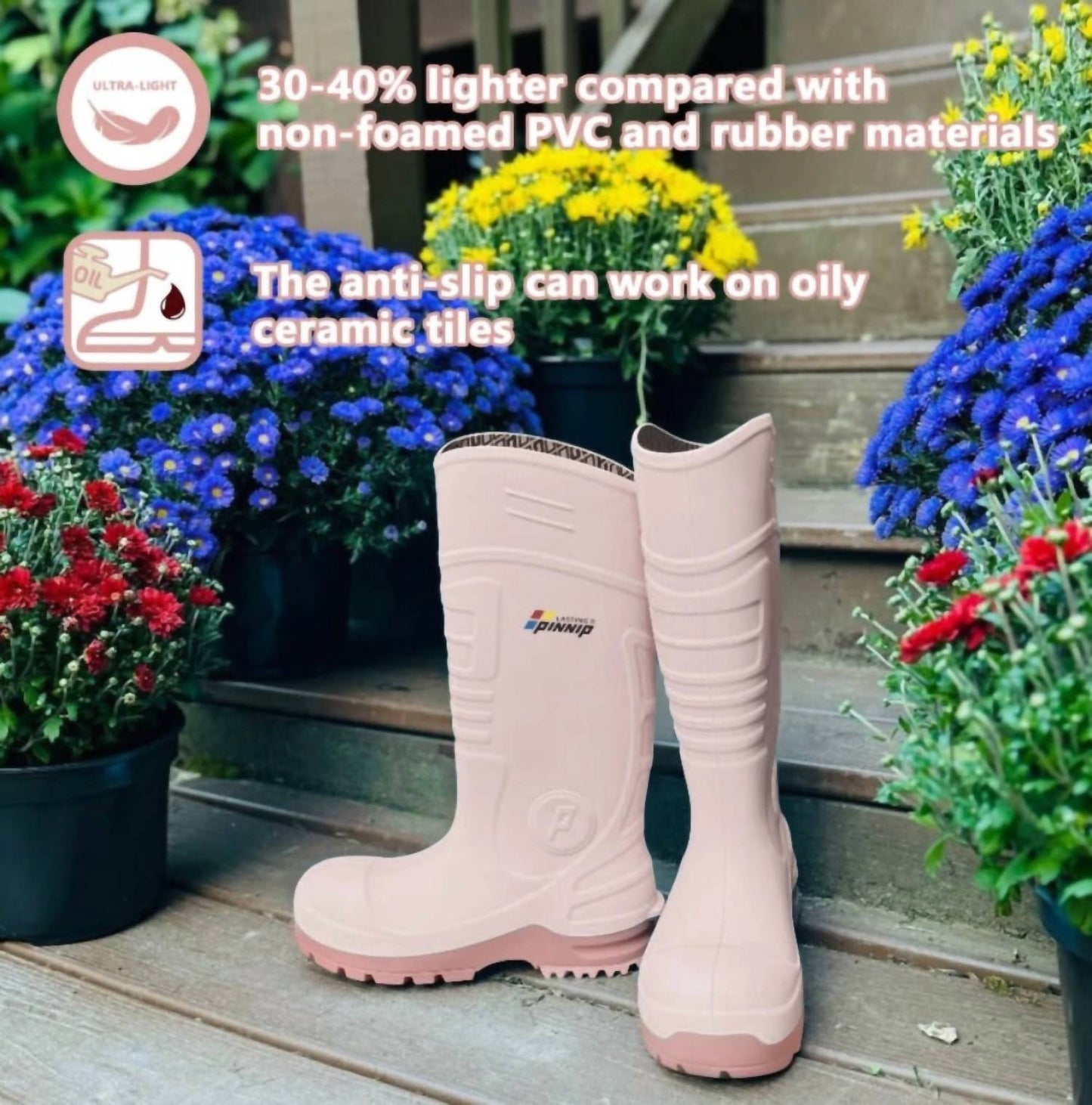 Pinnip - Women's Csa Approved Waterproof Pu Steel Toe Rubber Safety Boots