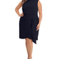 London Times Plus Size Draped-Front Sheath Dress