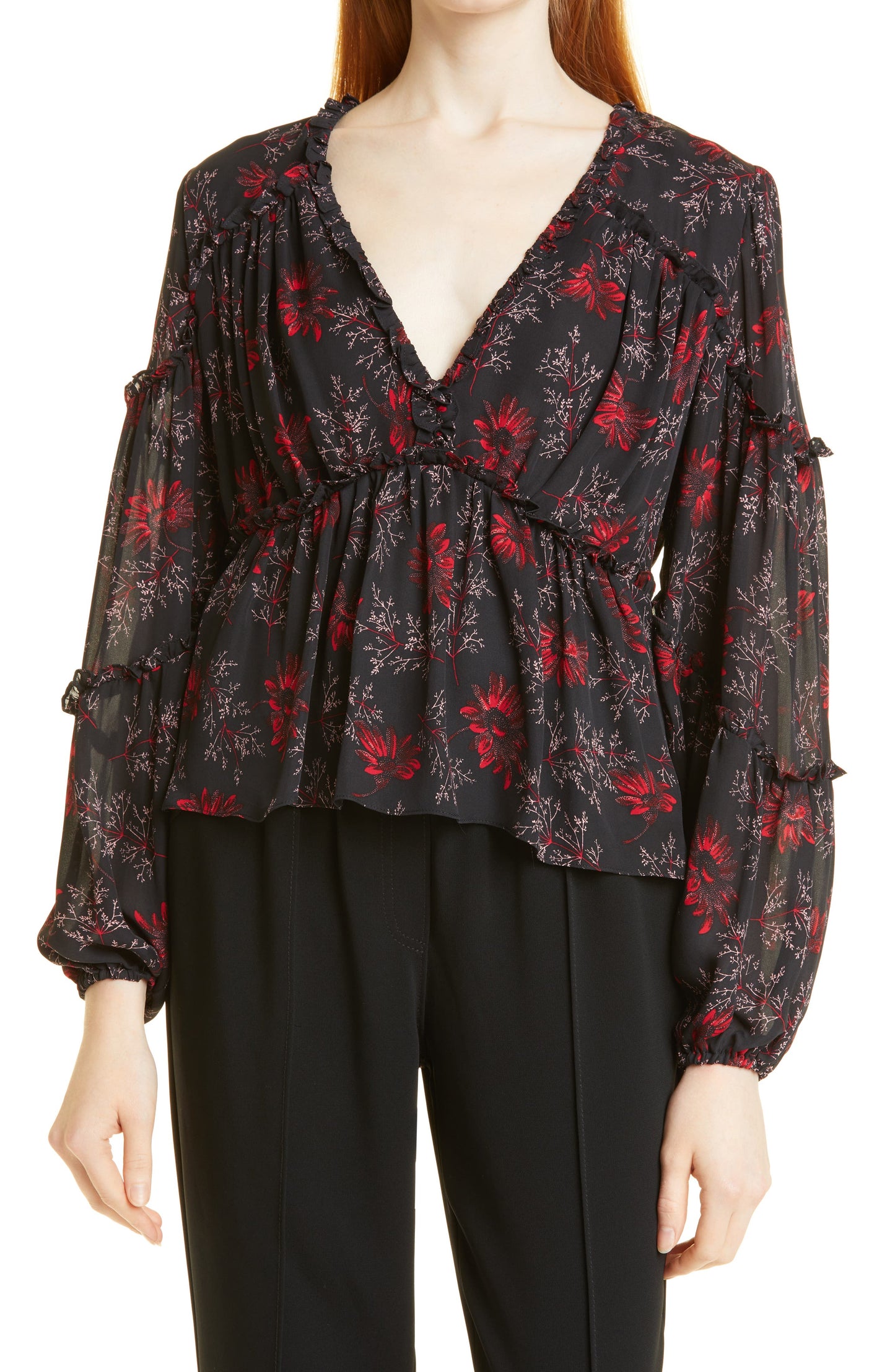 Cinq a Sept Simmons Long Sleeve Top - Raspberry Multi