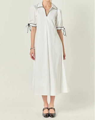 English Factory - Vestido Midi com Detalhes em Costura