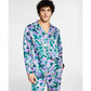 Men's Green Printed Satin Pajama Top - XXLarge