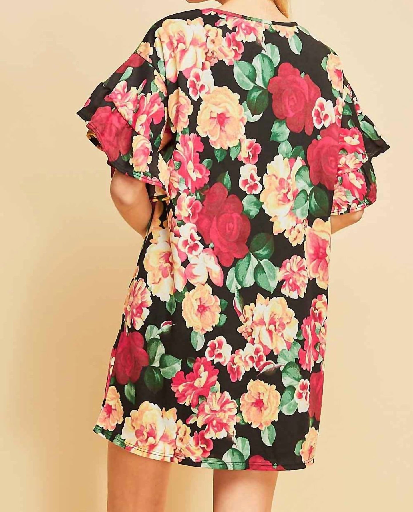 Entro - Floral Ruffle Sleeve Mini Dress