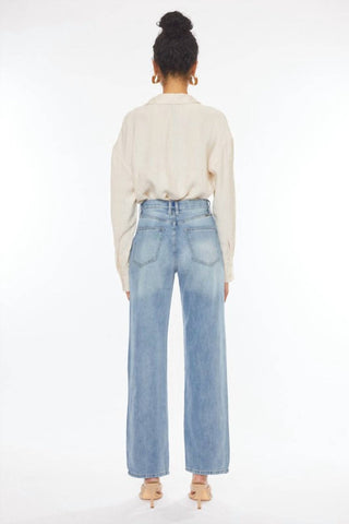 Kancan - Calça Jeans Reta e Larga dos Anos 90
