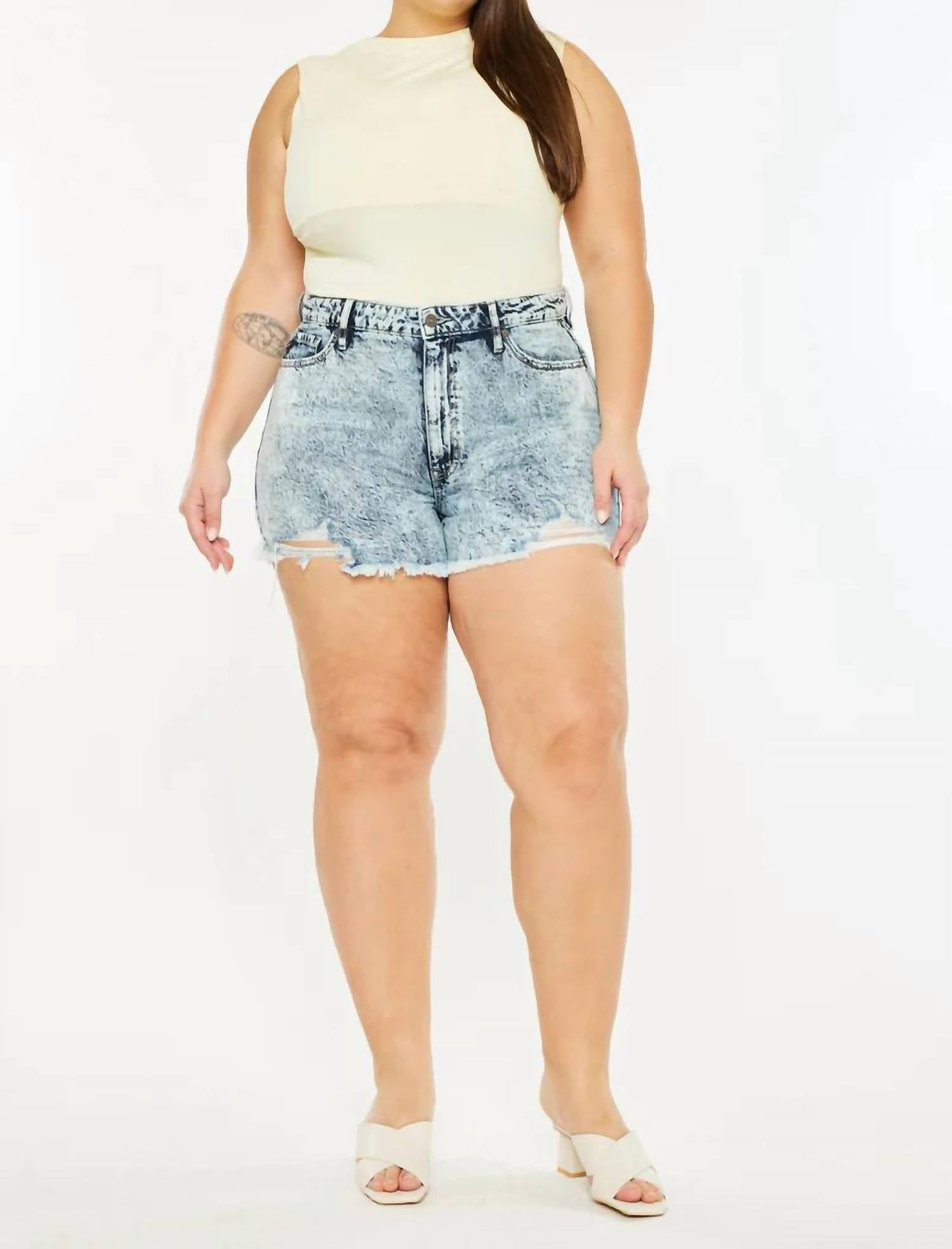 Kancan - Distreesed Denim Shorts