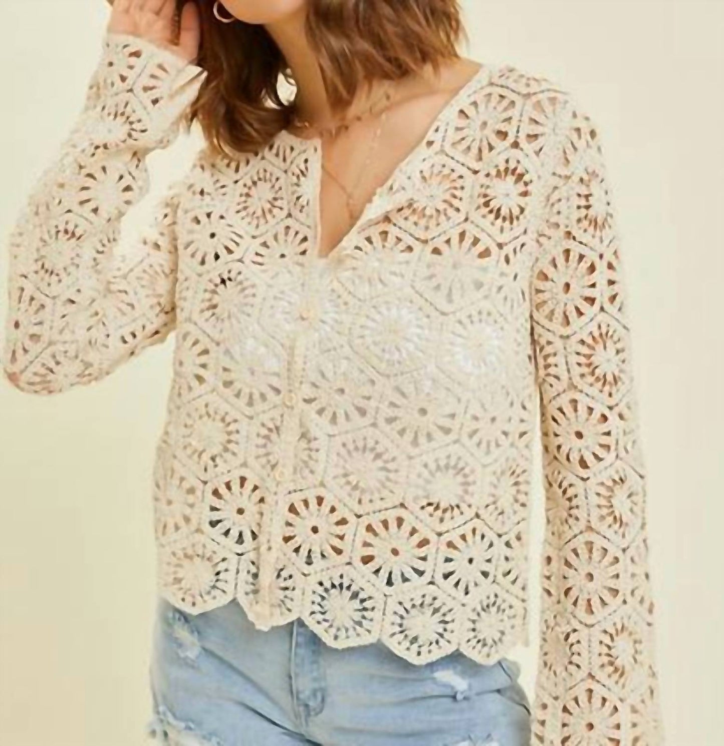 Heyson - Charlotte Crochet Lace Crop Cardigan