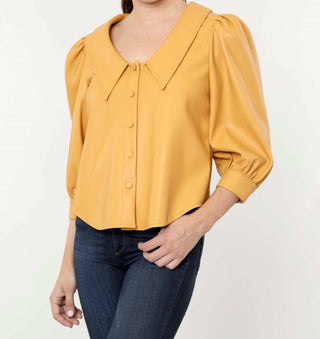 Dolce Cabo - Blusa Hollie de couro sintético com mangas bufantes
