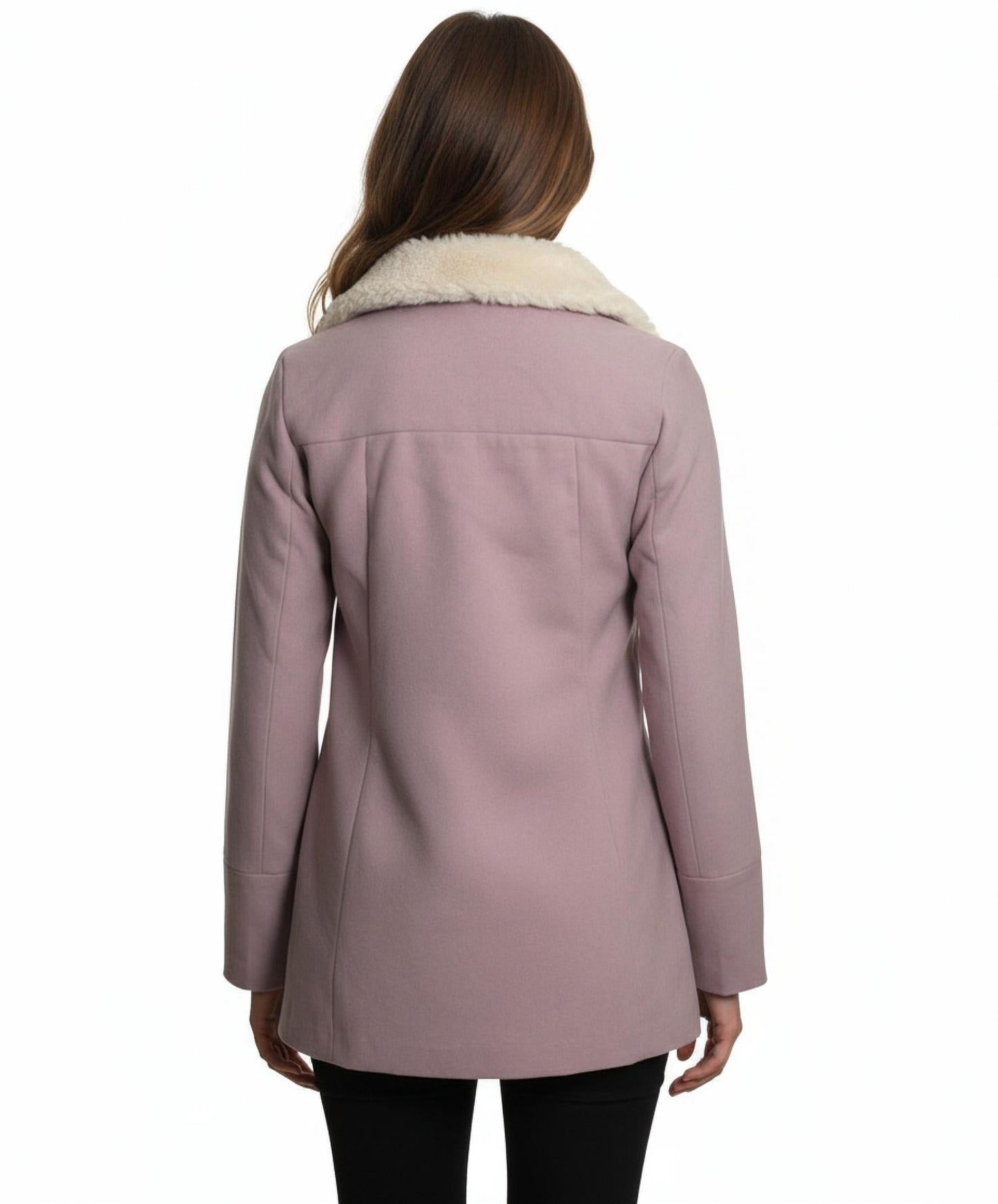 Coffeeshop - Single Breasted Coat With Faux Fur Collar