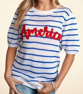 Haptics - Blusa listrada bordada fofa America