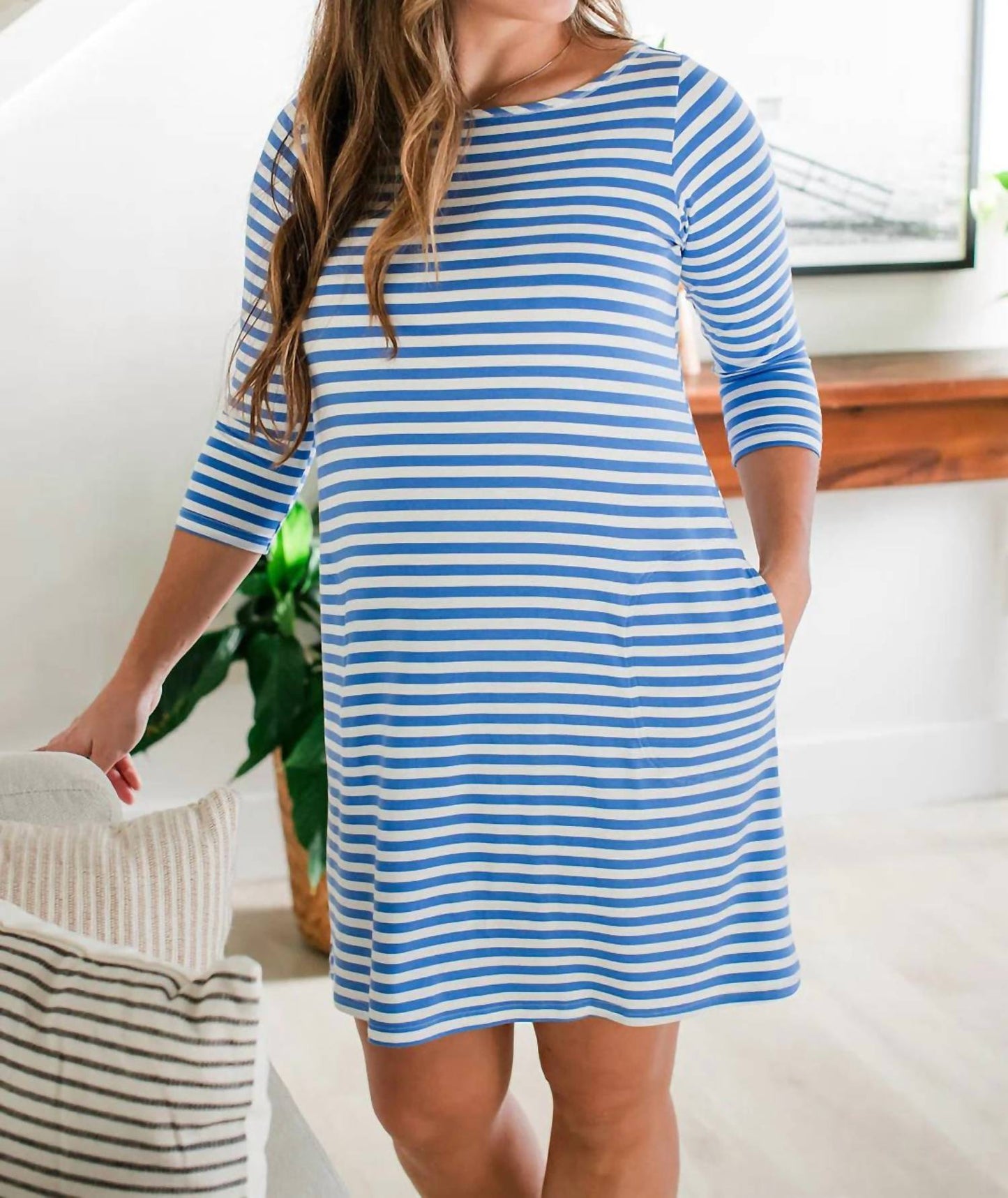 Yala - Vestido Rita com decote canoa e corte em A, de bambu e bolsos