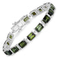 19.04 Carat Genuine Green Tourmaline and White Diamond 14K White Gold Bracelet