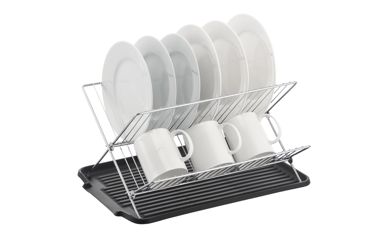Escorredor de pratos de aço inoxidável em formato de X de 17 polegadas com 2 níveis para balcão de cozinha