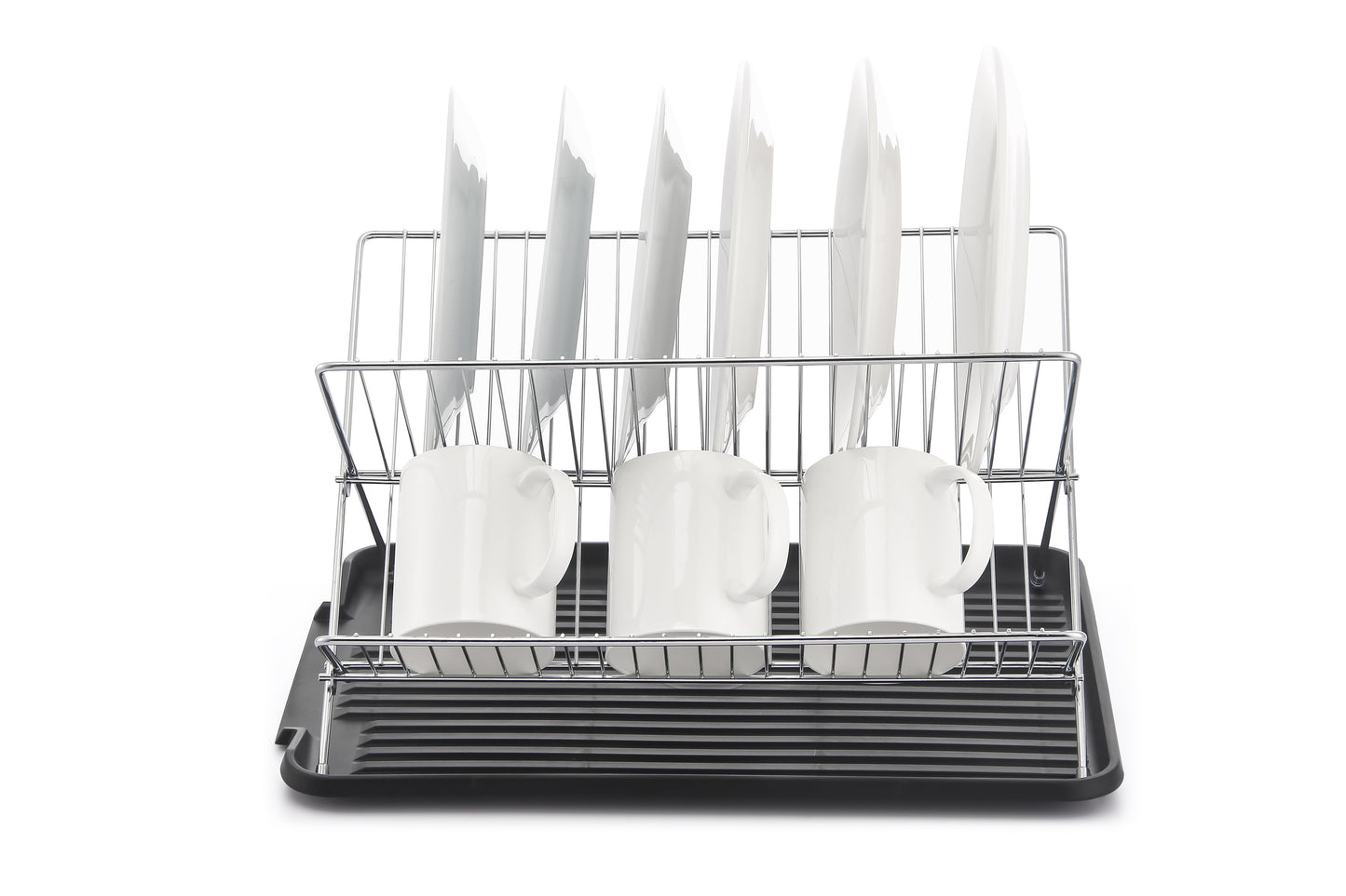 Escorredor de pratos de aço inoxidável em formato de X de 17 polegadas com 2 níveis para balcão de cozinha