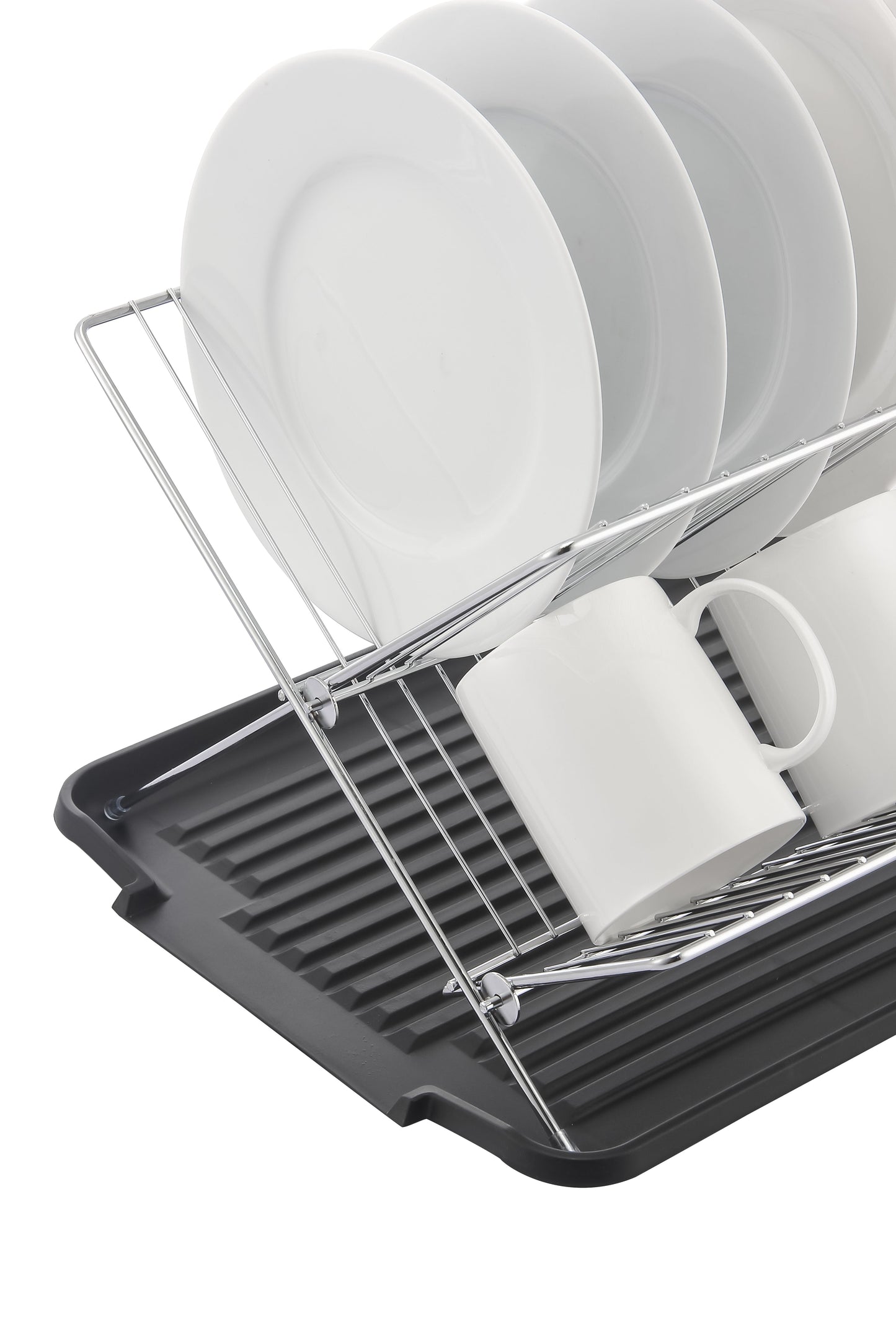 Escorredor de pratos de aço inoxidável em formato de X de 17 polegadas com 2 níveis para balcão de cozinha