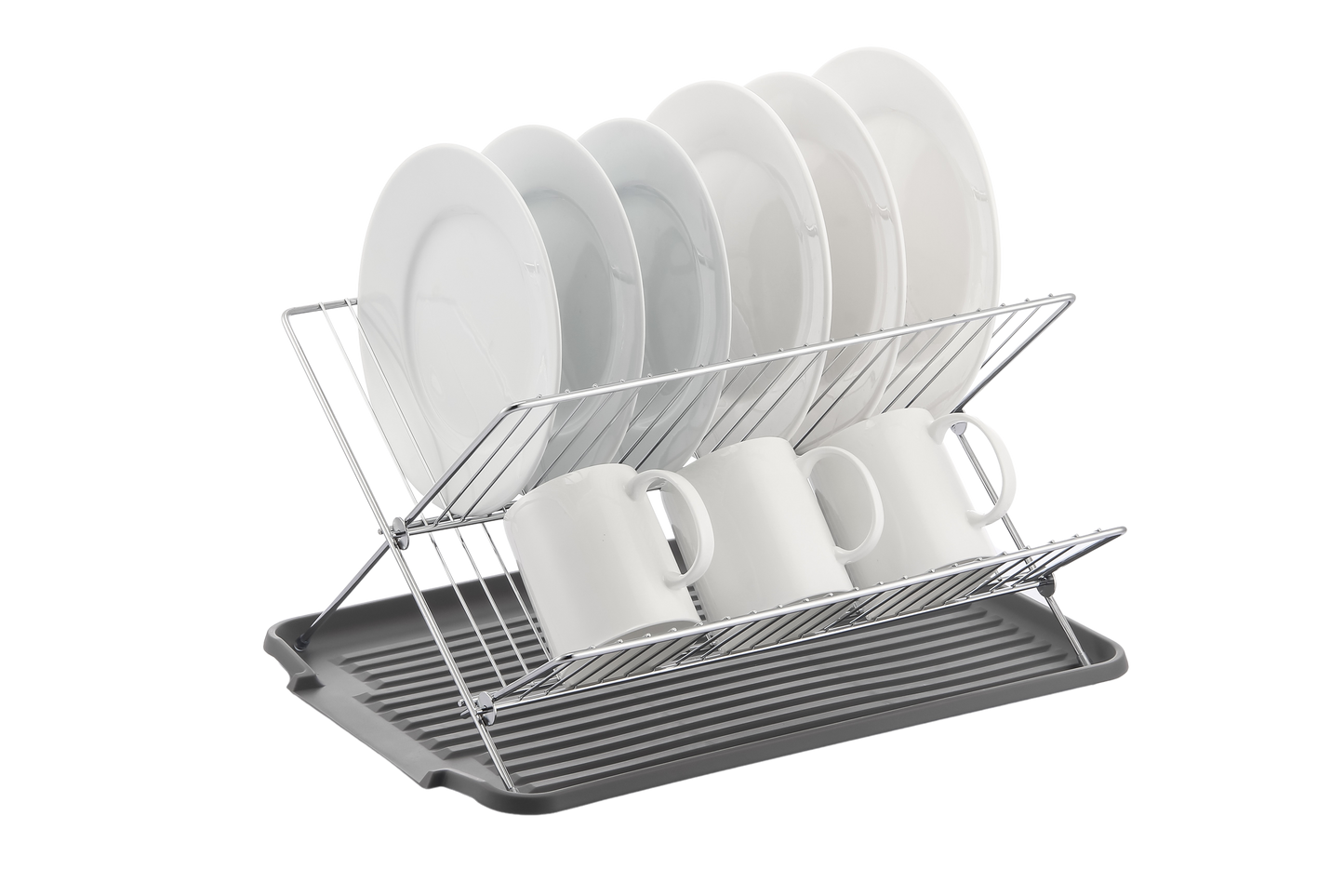 Escorredor de pratos de aço inoxidável em formato de X de 17 polegadas com 2 níveis para balcão de cozinha