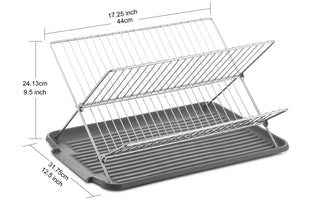 17 inch X Shaped Stainless Steel 2-Tier Dish Rack for Kitchen Counter