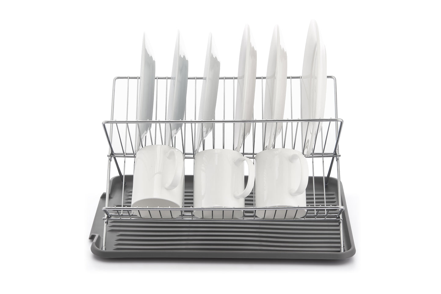 Escorredor de pratos de aço inoxidável em formato de X de 17 polegadas com 2 níveis para balcão de cozinha