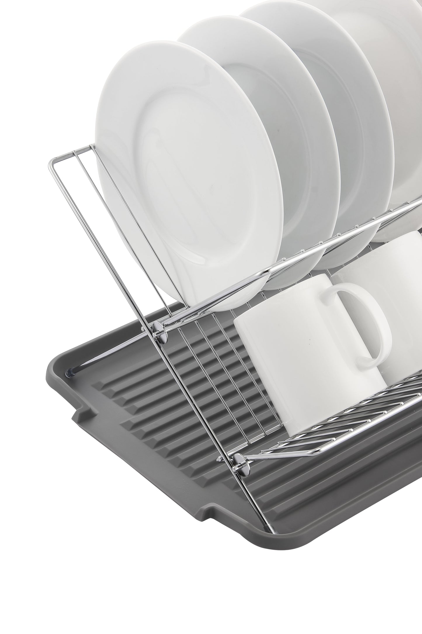 Escorredor de pratos de aço inoxidável em formato de X de 17 polegadas com 2 níveis para balcão de cozinha