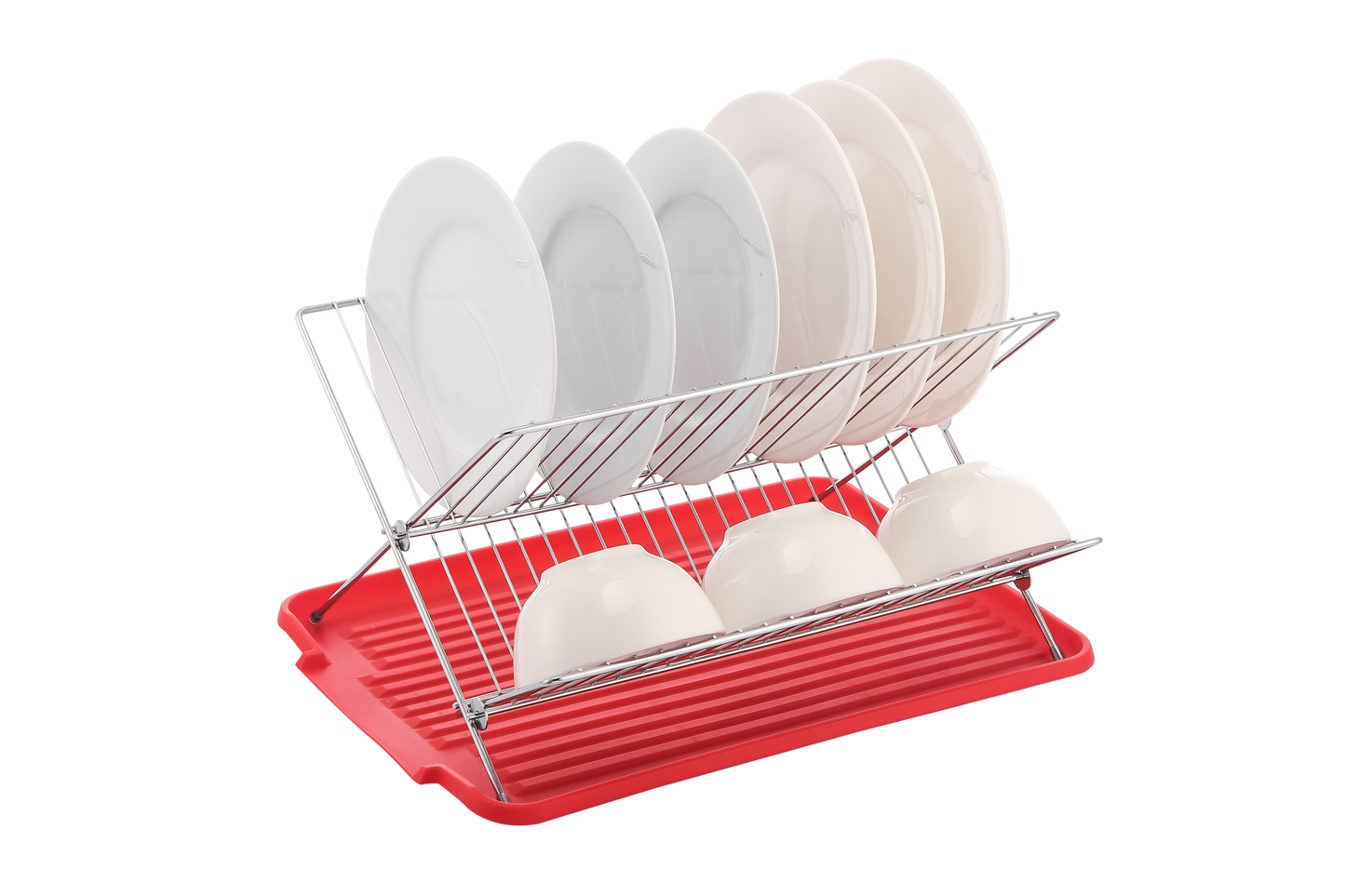 Escorredor de pratos de aço inoxidável em formato de X de 17 polegadas com 2 níveis para balcão de cozinha