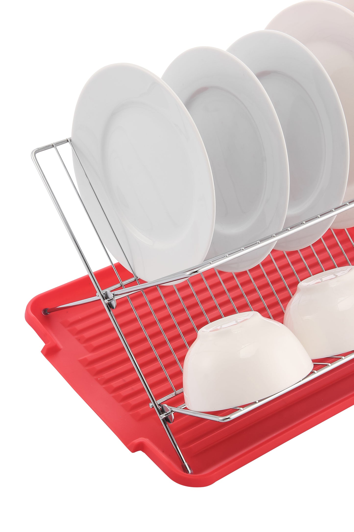 Escorredor de pratos de aço inoxidável em formato de X de 17 polegadas com 2 níveis para balcão de cozinha