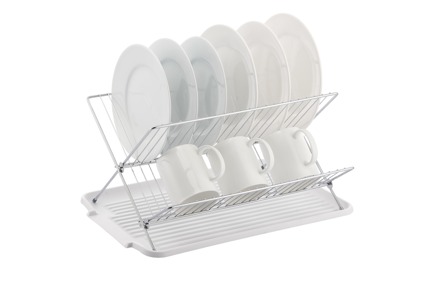 Escorredor de pratos de aço inoxidável em formato de X de 17 polegadas com 2 níveis para balcão de cozinha